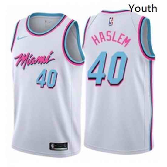 Youth Nike Miami Heat 40 Udonis Haslem Swingman White NBA Jersey City Edition